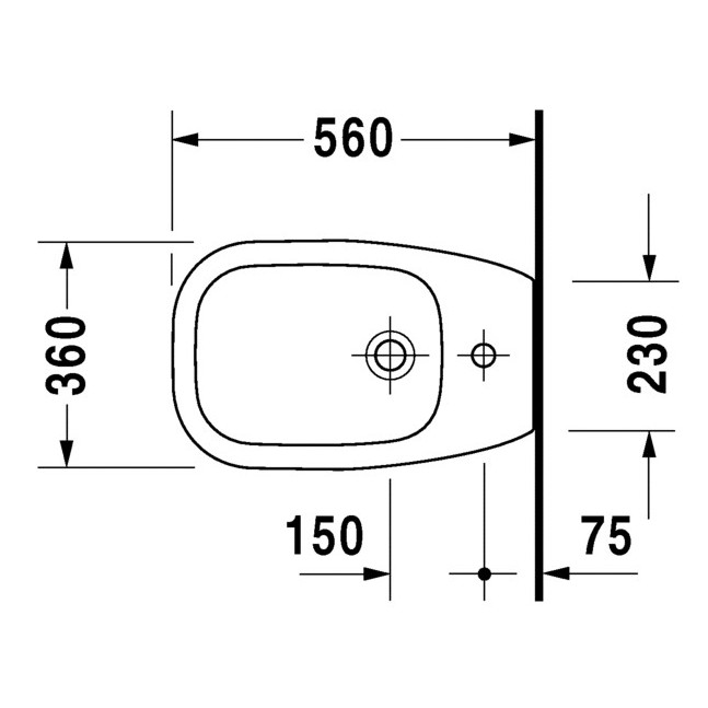 DURAVIT D-Code bidet a terra 36 x 56 cm scheda tecnica