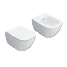 CERAMICA GLOBO Genesis Vaso sospeso + Bidet + Copriwater Soft 55 cm