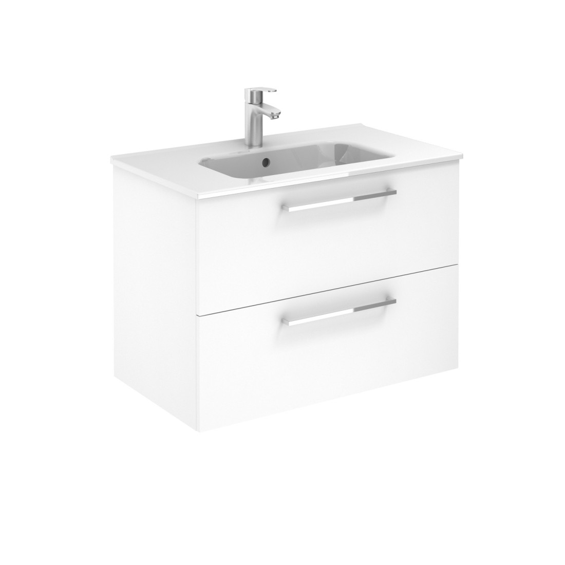 EASY-Mobile bagno 2 cassettoni da 80 cm con lavabo e specchio con lampada  led bianco