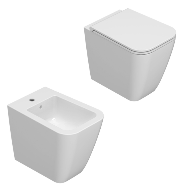 CERAMICA GLOBO Stone Wc + Bidet a terra da 52 cm + Copriwater SoftClose