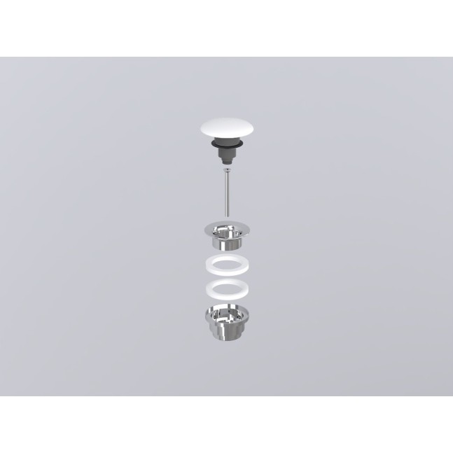 CERAMICA CIELO Piletta click clack Cromo con coperchio in ceramica Bianco