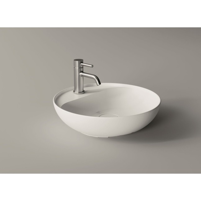 ALICE Form lavabo circolare con piano rubinetteria