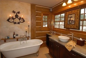 Vasca stile rustico bagno in legno