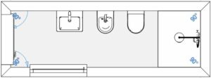 Bagno stretto e lungo planimetria